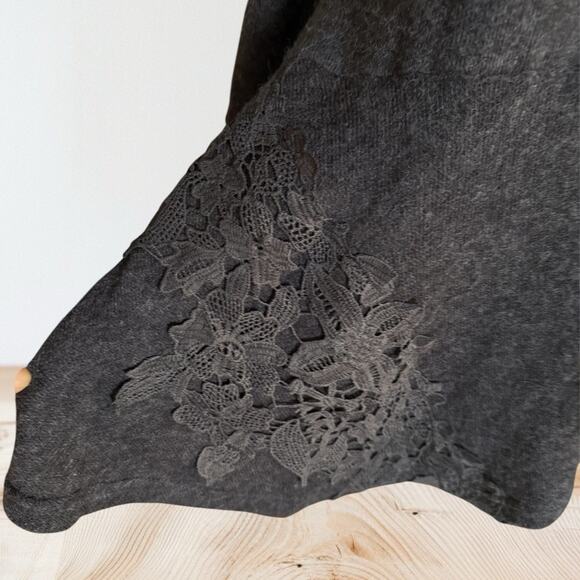 Entro Sweater Tunic Dress Sz M Chunky Lace Trim Long Sleeve Tier Bark Color - Picture 5 of 9